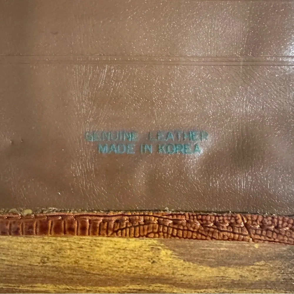 Vintage‎ Lizard Embossed Leather Attache Briefcase Business Card Wallet Set